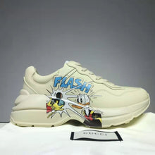 Load image into Gallery viewer, Gucci GG Unisex Disney x Gucci Donald Duck Rhyton Sneaker Ivory Leather