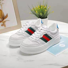 Load image into Gallery viewer, Gucci GG Unisex GG Sneaker with Web White Leather Green and Red Web