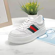 Load image into Gallery viewer, Gucci GG Unisex GG Sneaker with Web White Leather Green and Red Web