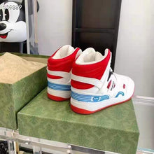 Load image into Gallery viewer, Gucci GG Unisex Gucci Basket Sneaker White and Red Mesh Rubber Interlocking G Patch
