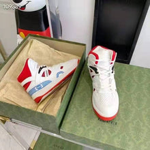 Load image into Gallery viewer, Gucci GG Unisex Gucci Basket Sneaker White and Red Mesh Rubber Interlocking G Patch