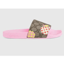 Load image into Gallery viewer, Gucci GG Unisex Gucci Les Pommes Slide Sandal Beige and Ebony GG Supreme Canvas