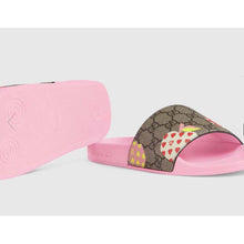 Load image into Gallery viewer, Gucci GG Unisex Gucci Les Pommes Slide Sandal Beige and Ebony GG Supreme Canvas