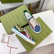 Load image into Gallery viewer, Gucci GG Unisex Gucci Tennis 1977 GG Multicolor Sneaker Green and Blue GG Canvas
