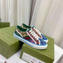 Load image into Gallery viewer, Gucci GG Unisex Gucci Tennis 1977 GG Multicolor Sneaker Green and Blue GG Canvas