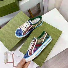 Load image into Gallery viewer, Gucci GG Unisex Gucci Tennis 1977 GG Multicolor Sneaker Green and Blue GG Canvas