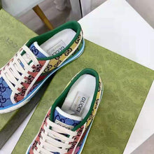 Load image into Gallery viewer, Gucci GG Unisex Gucci Tennis 1977 GG Multicolor Sneaker Green and Blue GG Canvas