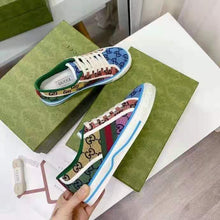 Load image into Gallery viewer, Gucci GG Unisex Gucci Tennis 1977 GG Multicolor Sneaker Green and Blue GG Canvas