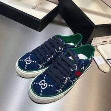 Load image into Gallery viewer, Gucci GG Unisex Gucci Tennis 1977 Sneaker Blue Ivory GG Stretch Cotton