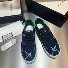 Load image into Gallery viewer, Gucci GG Unisex Gucci Tennis 1977 Sneaker Blue Ivory GG Stretch Cotton