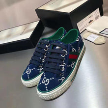 Load image into Gallery viewer, Gucci GG Unisex Gucci Tennis 1977 Sneaker Blue Ivory GG Stretch Cotton