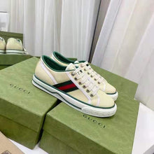 Load image into Gallery viewer, Gucci GG Unisex Gucci Tennis 1977 Sneaker Butter Cotton Green and Red Web