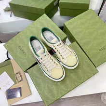 Load image into Gallery viewer, Gucci GG Unisex Gucci Tennis 1977 Sneaker Butter Cotton Green and Red Web