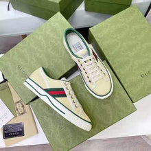 Load image into Gallery viewer, Gucci GG Unisex Gucci Tennis 1977 Sneaker Butter Cotton Green and Red Web