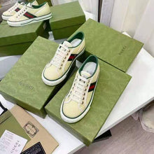 Load image into Gallery viewer, Gucci GG Unisex Gucci Tennis 1977 Sneaker Butter Cotton Green and Red Web