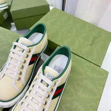 Load image into Gallery viewer, Gucci GG Unisex Gucci Tennis 1977 Sneaker Butter Cotton Green and Red Web