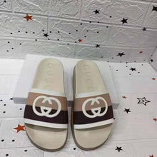 Load image into Gallery viewer, Gucci GG Unisex Interlocking G Slide Sandal Beige Ebony Interlocking G Striped Rubber