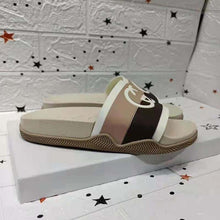 Load image into Gallery viewer, Gucci GG Unisex Interlocking G Slide Sandal Beige Ebony Interlocking G Striped Rubber