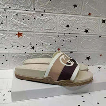 Load image into Gallery viewer, Gucci GG Unisex Interlocking G Slide Sandal Beige Ebony Interlocking G Striped Rubber