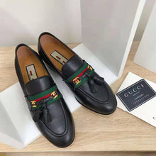Load image into Gallery viewer, Gucci GG Unisex Loafer with Web and Interlocking G Black Leather