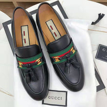 Load image into Gallery viewer, Gucci GG Unisex Loafer with Web and Interlocking G Black Leather