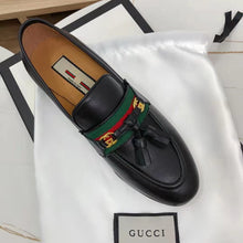 Load image into Gallery viewer, Gucci GG Unisex Loafer with Web and Interlocking G Black Leather