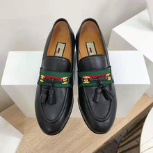 Load image into Gallery viewer, Gucci GG Unisex Loafer with Web and Interlocking G Black Leather