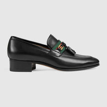 Load image into Gallery viewer, Gucci GG Unisex Loafer with Web and Interlocking G Black Leather