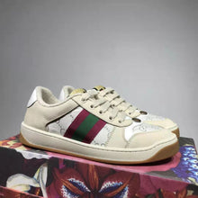 Load image into Gallery viewer, Gucci GG Unisex Screener Sneaker with Web Cream Scrap Less Leather-Beige