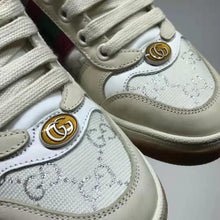 Load image into Gallery viewer, Gucci GG Unisex Screener Sneaker with Web Cream Scrap Less Leather-Beige