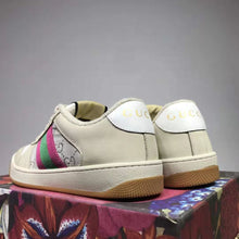 Load image into Gallery viewer, Gucci GG Unisex Screener Sneaker with Web Cream Scrap Less Leather-Beige