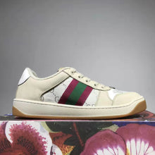 Load image into Gallery viewer, Gucci GG Unisex Screener Sneaker with Web Cream Scrap Less Leather-Beige