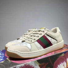 Load image into Gallery viewer, Gucci GG Unisex Screener Sneaker with Web Cream Scrap Less Leather-Beige