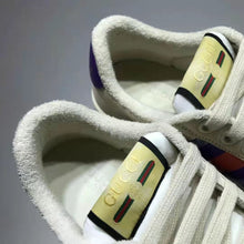 Load image into Gallery viewer, Gucci GG Unisex Screener Sneaker with Web Ivory Scrap Less Leather-Blue