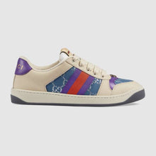 Load image into Gallery viewer, Gucci GG Unisex Screener Sneaker with Web Ivory Scrap Less Leather-Blue