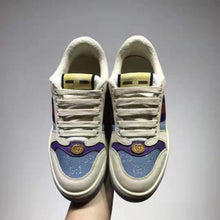 Load image into Gallery viewer, Gucci GG Unisex Screener Sneaker with Web Ivory Scrap Less Leather-Blue