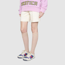Load image into Gallery viewer, Gucci GG Unisex Screener Sneaker with Web Ivory Scrap Less Leather-Blue