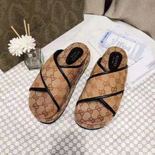 Load image into Gallery viewer, Gucci GG Unisex Slide Sandal Beige and Ebony Original GG Canvas