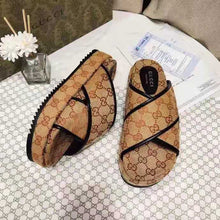 Load image into Gallery viewer, Gucci GG Unisex Slide Sandal Beige and Ebony Original GG Canvas