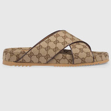Load image into Gallery viewer, Gucci GG Unisex Slide Sandal Beige and Ebony Original GG Canvas
