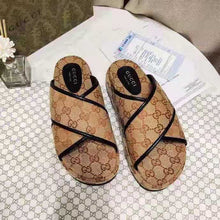 Load image into Gallery viewer, Gucci GG Unisex Slide Sandal Beige and Ebony Original GG Canvas