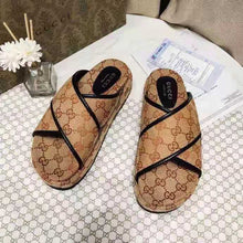 Load image into Gallery viewer, Gucci GG Unisex Slide Sandal Beige and Ebony Original GG Canvas