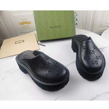 Load image into Gallery viewer, Gucci GG Unisex Slip On Sandal Black Double G Rubber Outsole