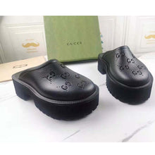 Load image into Gallery viewer, Gucci GG Unisex Slip On Sandal Black Double G Rubber Outsole
