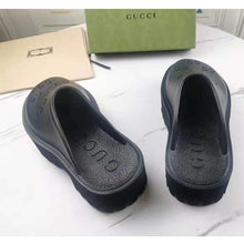 Load image into Gallery viewer, Gucci GG Unisex Slip On Sandal Black Double G Rubber Outsole