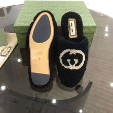 Load image into Gallery viewer, Gucci GG Unisex Slipper with Interlocking G Light Black Interlocking G Merino Wool