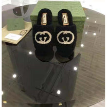 Load image into Gallery viewer, Gucci GG Unisex Slipper with Interlocking G Light Black Interlocking G Merino Wool