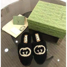 Load image into Gallery viewer, Gucci GG Unisex Slipper with Interlocking G Light Black Interlocking G Merino Wool
