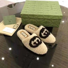 Load image into Gallery viewer, Gucci GG Unisex Slipper with Interlocking G Light Brown Interlocking G Merino Wool