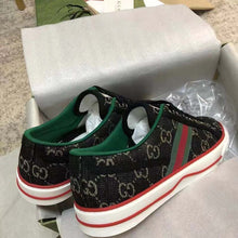 Load image into Gallery viewer, Gucci GG Unisex Tennis 1977 Black Ivory Denim Jacquard Flat 1.5 cm Heel